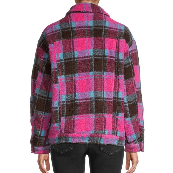 Apparis Kris Plaid Faux Fur Jacket Sz S - Picture 7 of 7